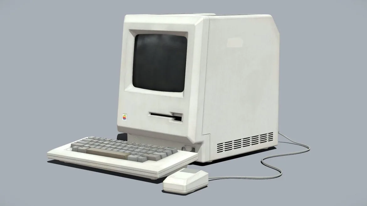 mac 512k computer 1984 3d model