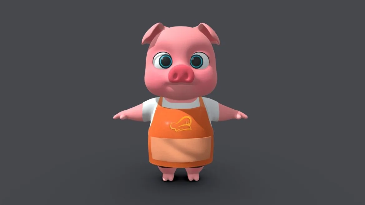 asset cartoons animal pig rig 3d model