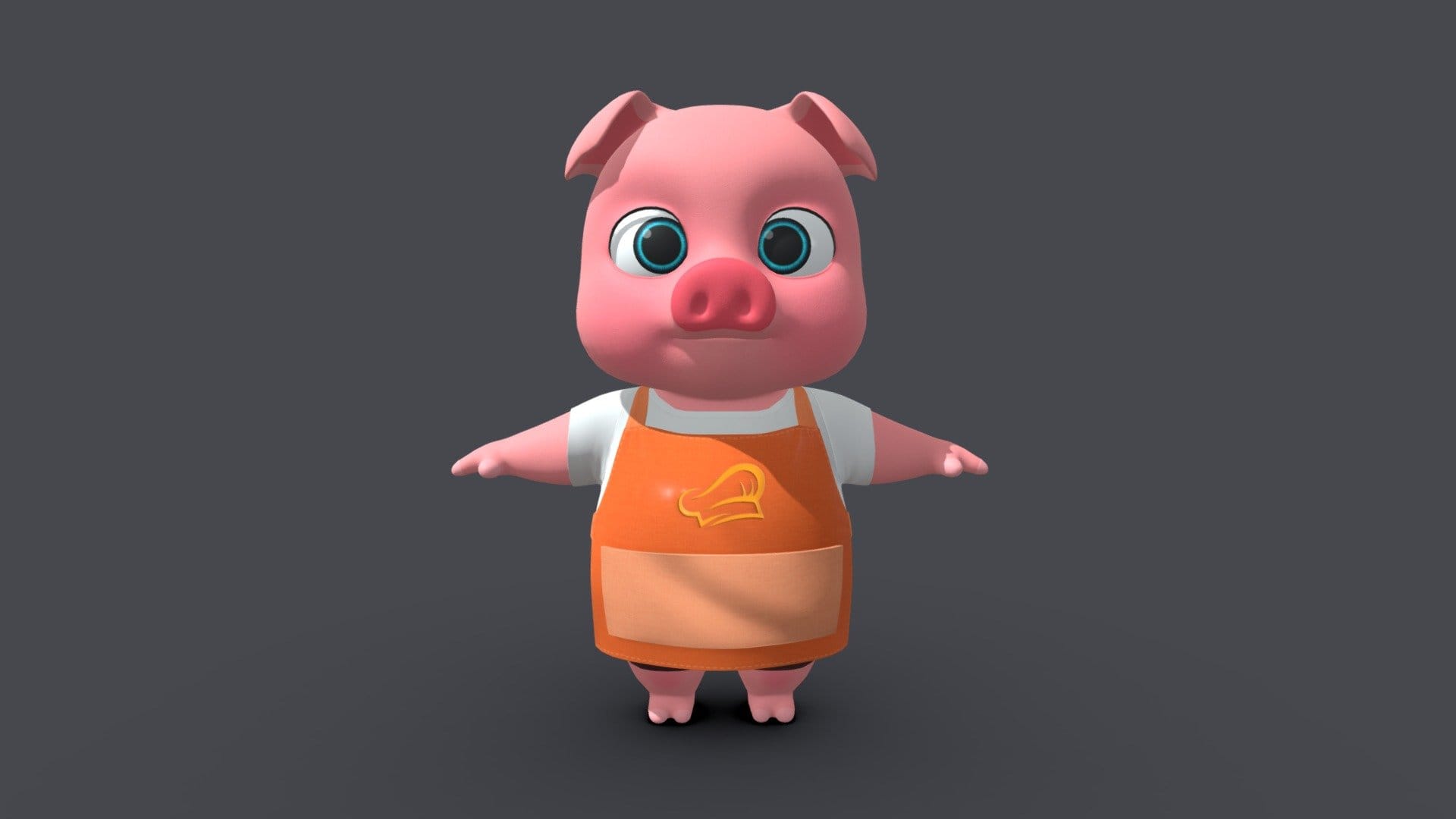Asset – Cartoons – Animal – Pig – Rig 3D model