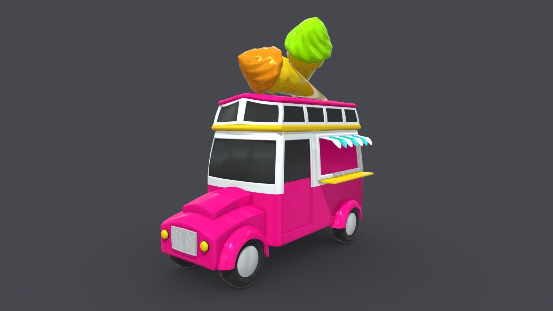 Asset – Cartoons – Car – Ice Cream – 3D Model