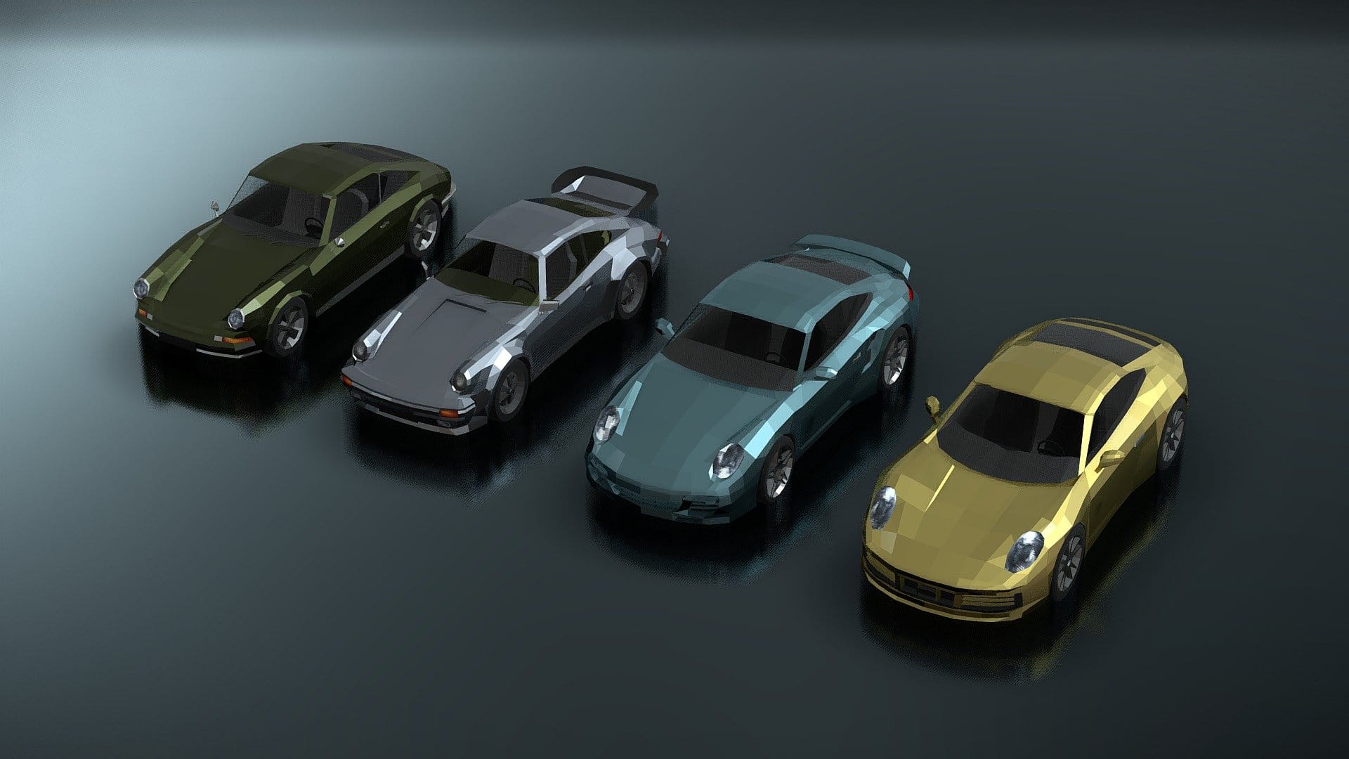 Porsche 911 generations – lowpoly set x 4