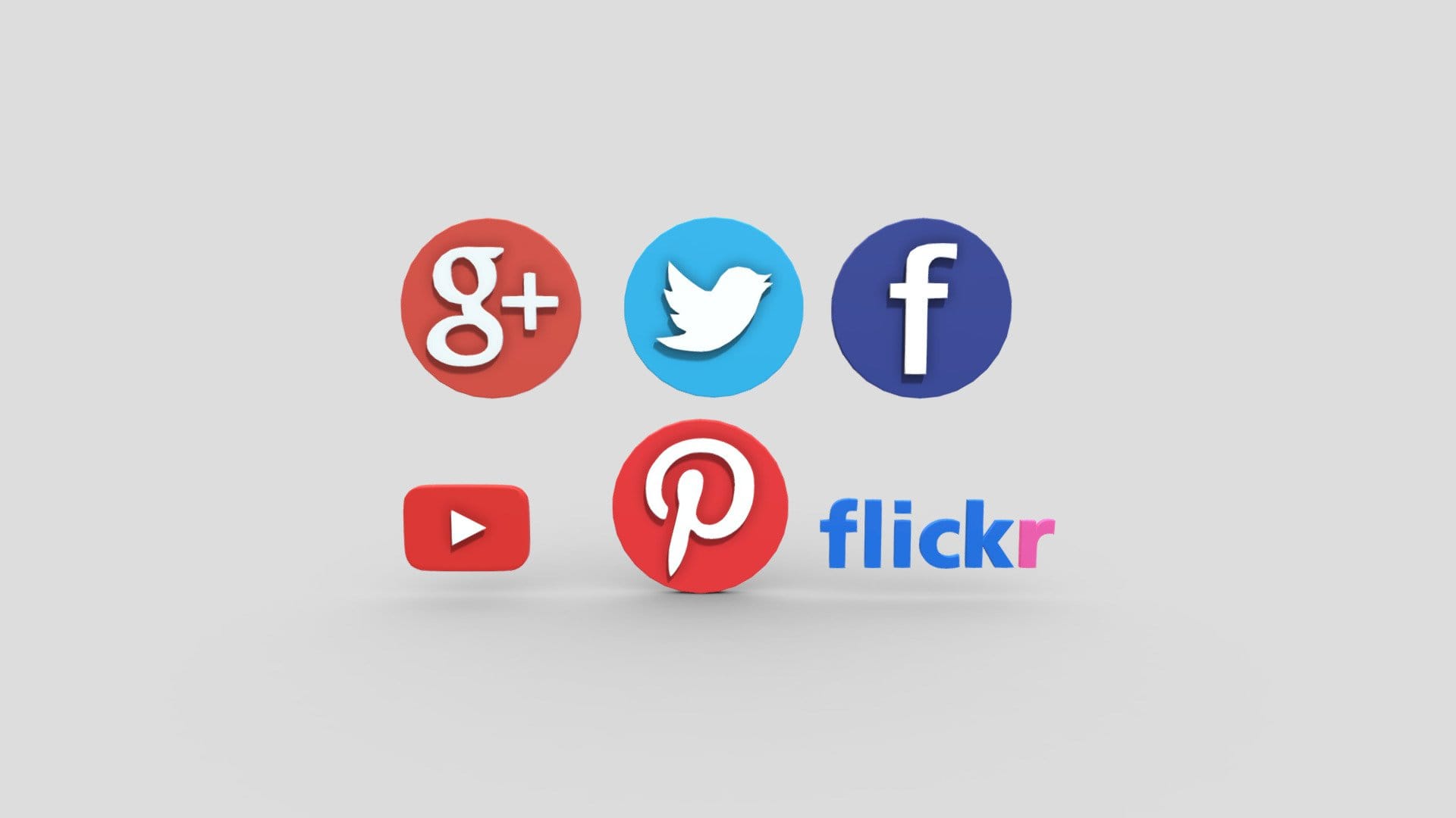 3D Social Medial Logos Low Poly