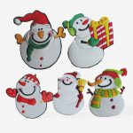 5 Snowman Stickers Pins Buttons or Broches