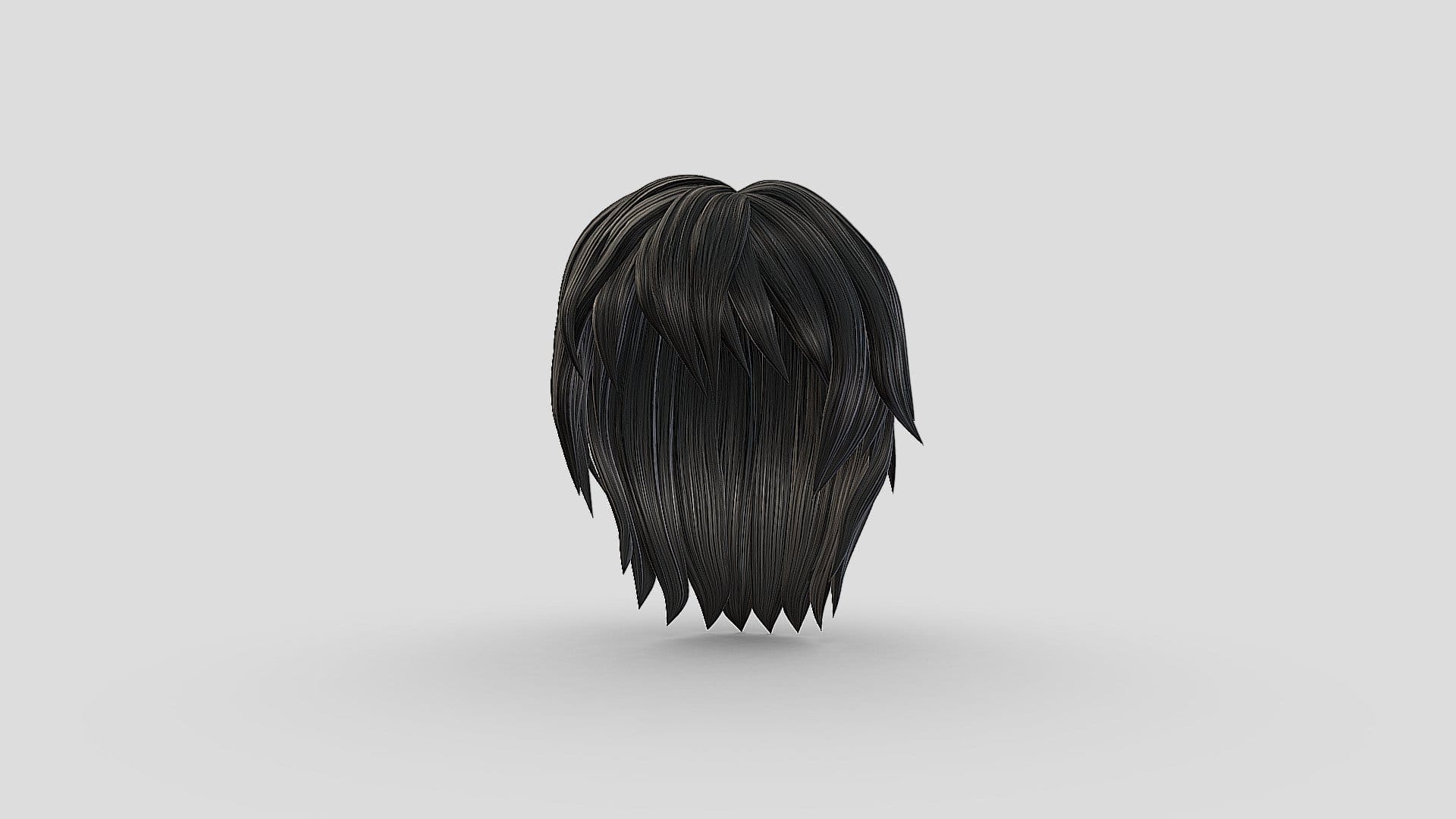 Anime Style Polygon Mesh Male Hair