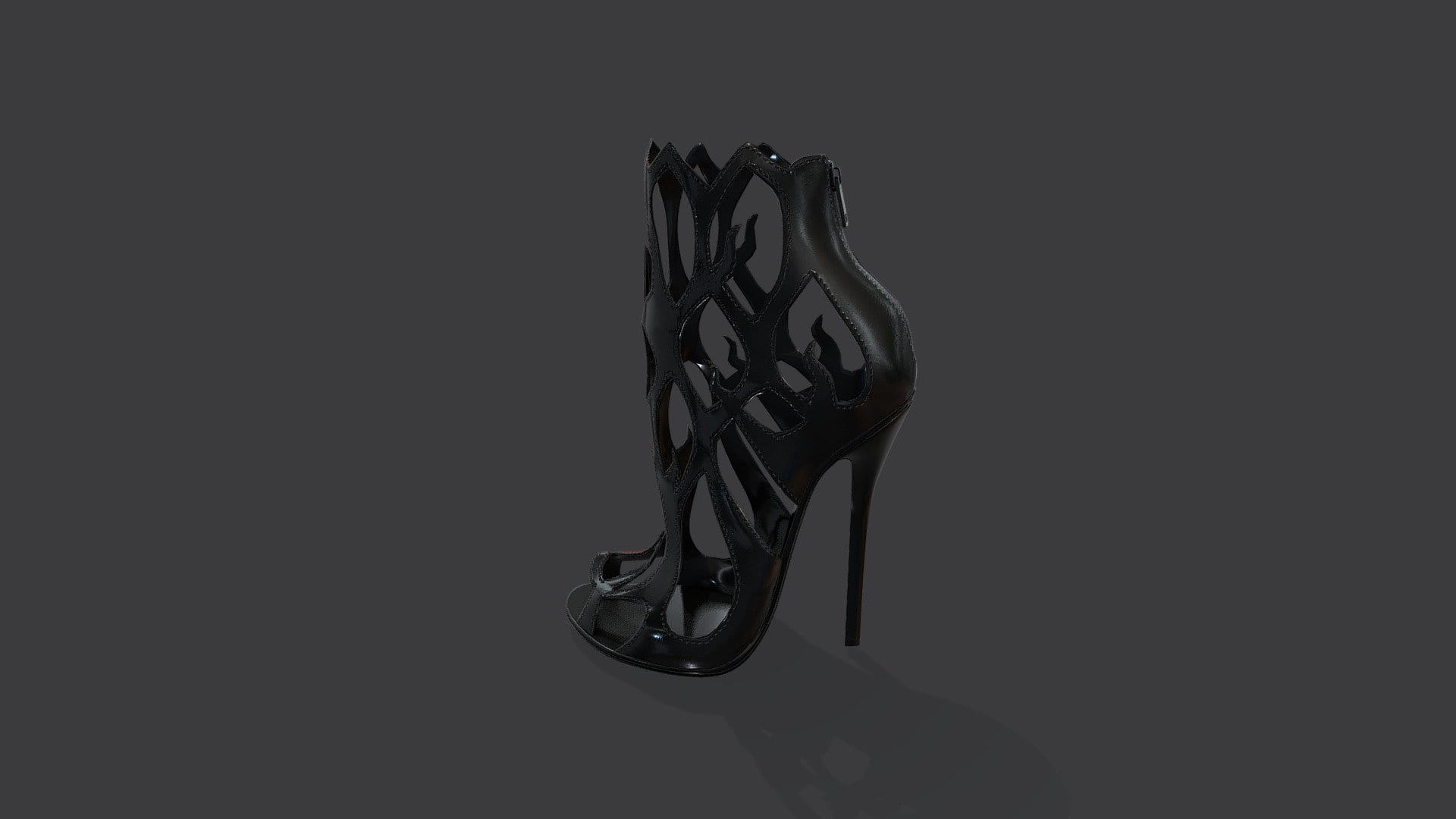 Black Flames High Heel Shoes Boots