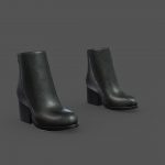 Black Leather Mid Thick Heels Ankle Female Boots