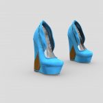 Blue Velvet Wedge High Heels Shoes