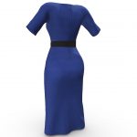 Bow Belt Blue Midi Female Dress