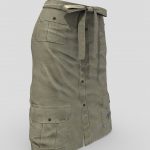Buttoned Up Knee Length Cotton Skirt