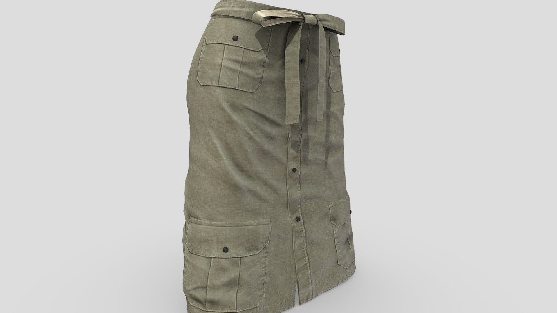 Buttoned Up Knee Length Cotton Skirt