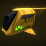 Cyberpunk Low-Poly Flying Taxi