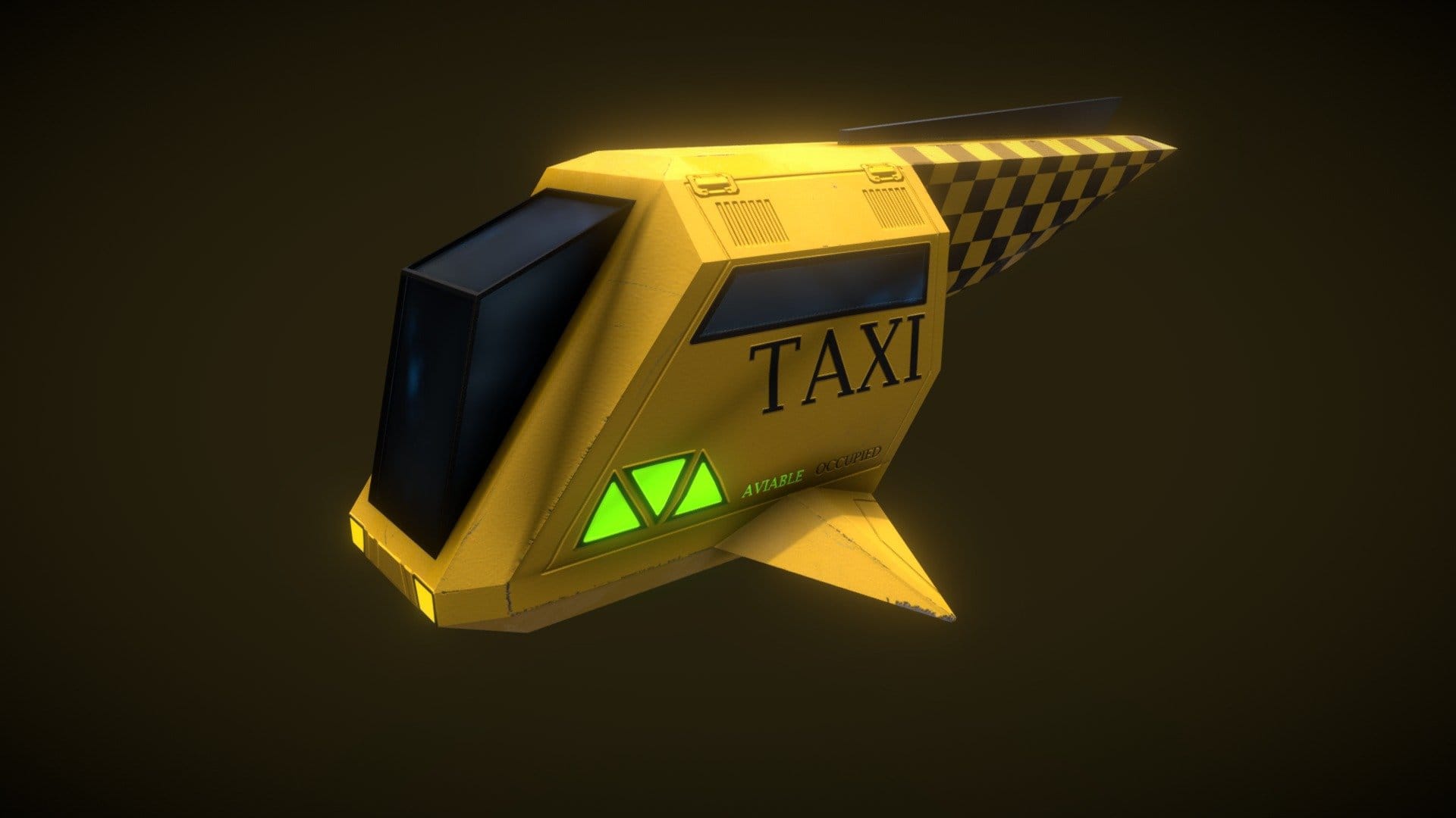 Cyberpunk Low-Poly Flying Taxi