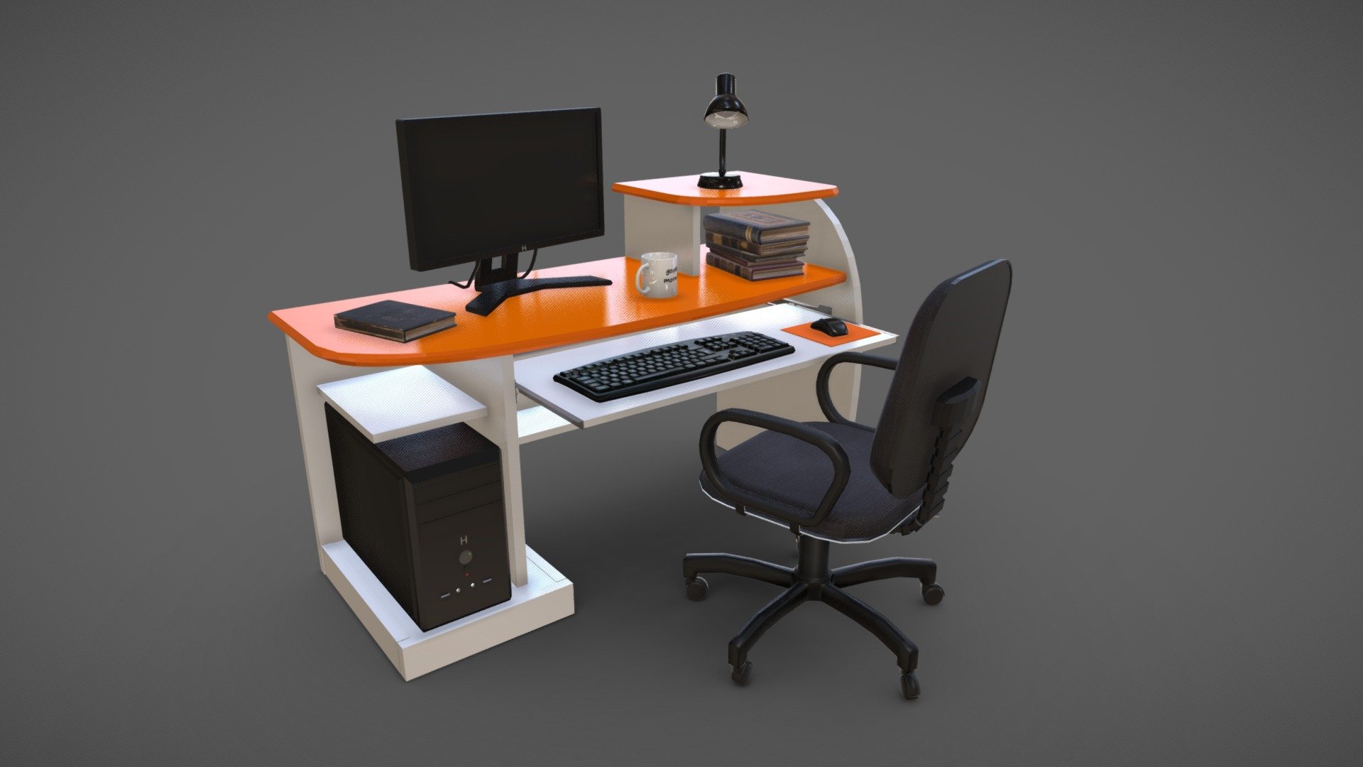 desktop computer table with chair