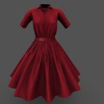 Flaring Out Skirt Red Retro Female Shirt Dress