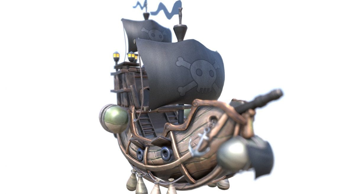 flying pirate ship 3d model