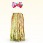 Hawaii Beach Strips Skirt And Flowers Bra Outfit