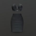Leather V Crop Tube Top Pencil Skirt Dress
