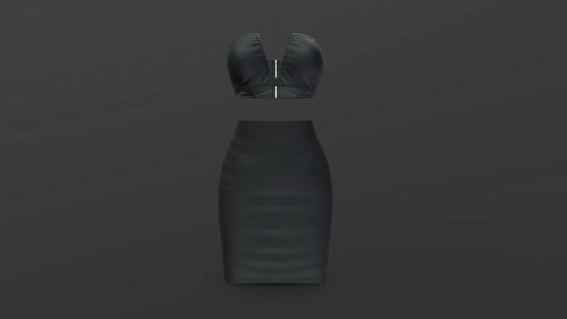 Leather V Crop Tube Top Pencil Skirt Dress