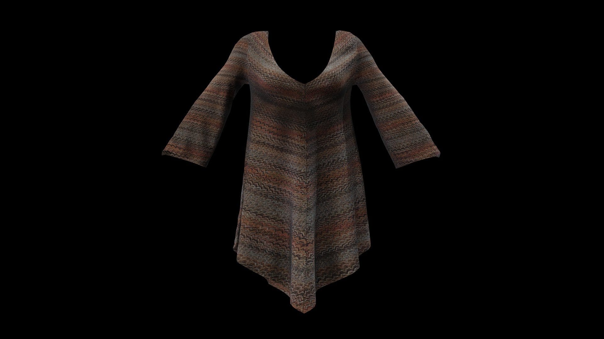 Long Sleeve Triangle Hem Female Dress