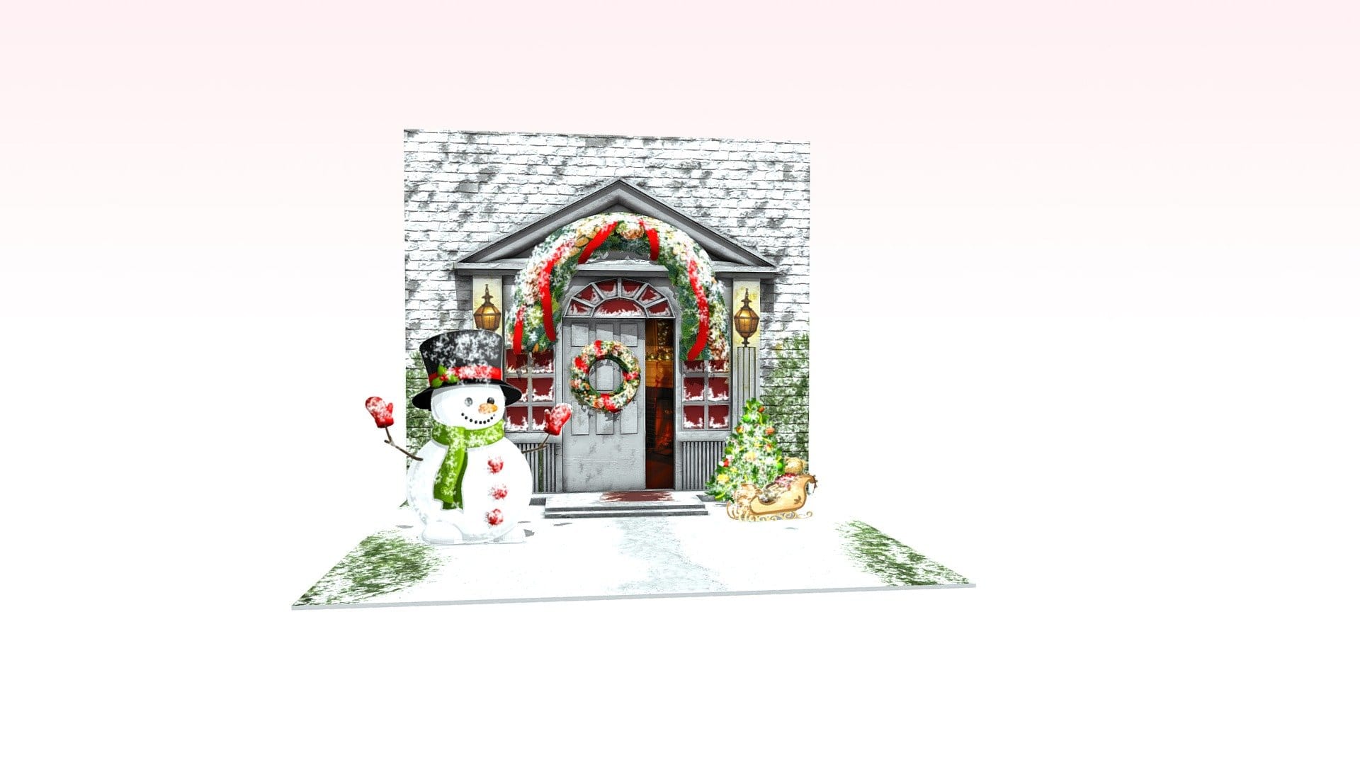 Low Poly 3D Winter Postcard