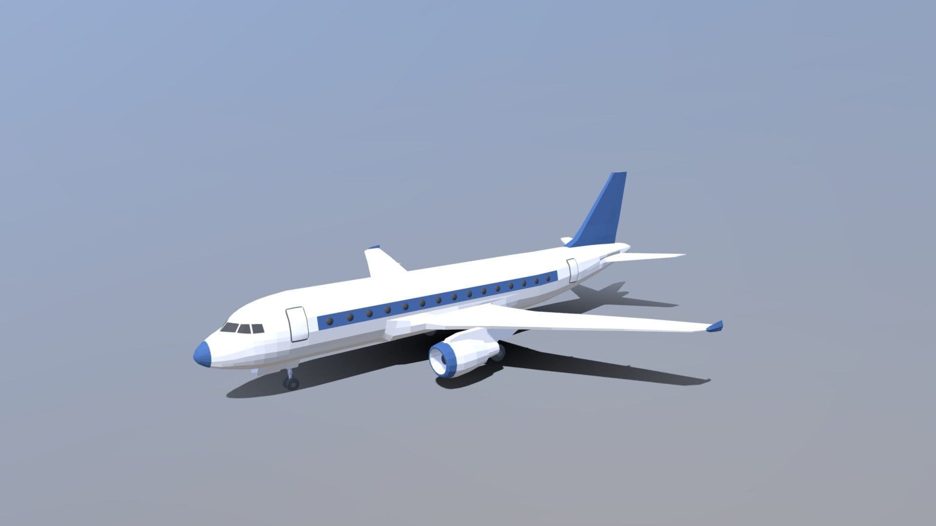 Low Poly Cartoon Airbus A320 Airplane