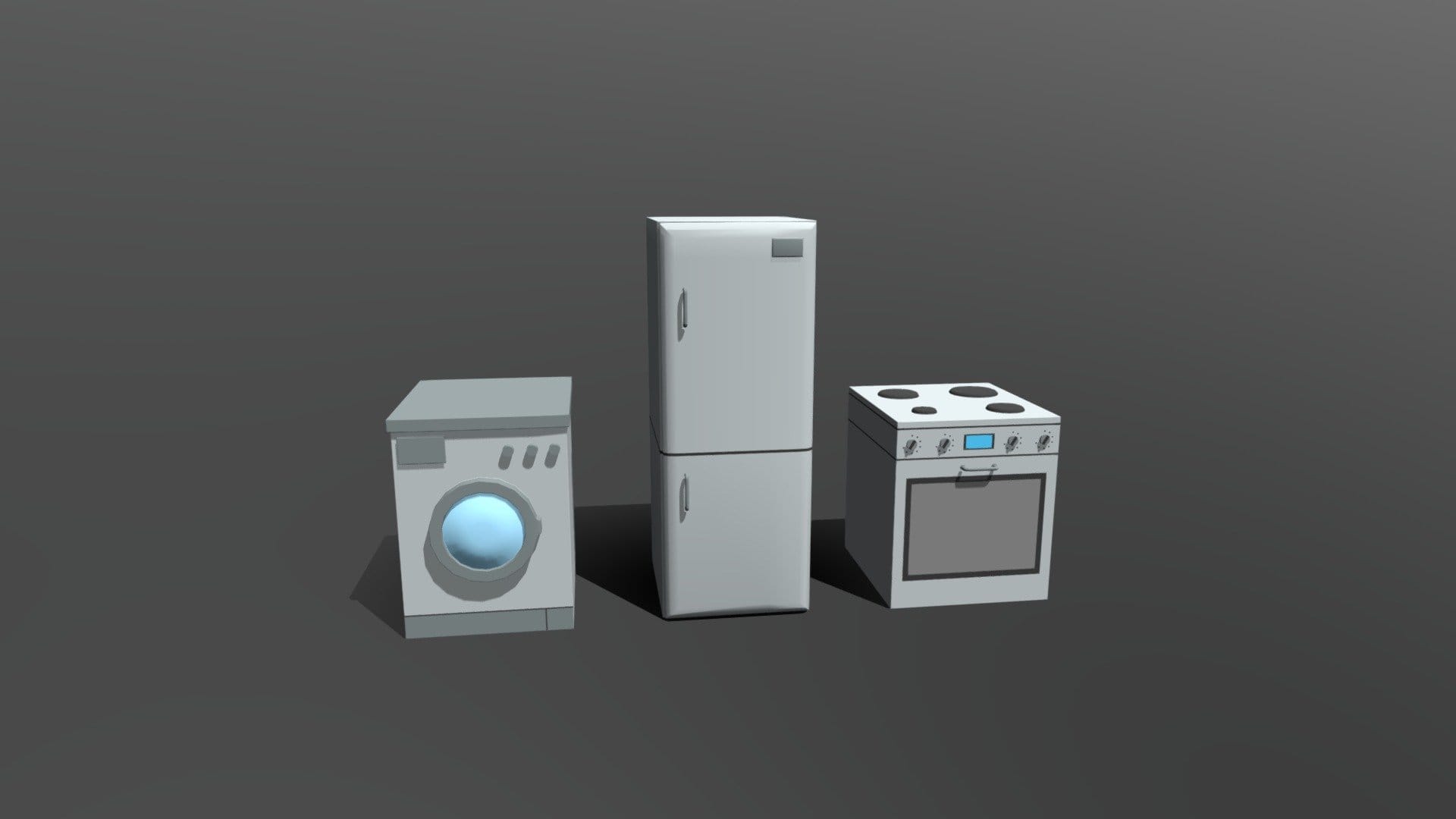 Low Poly Cartoon Household Electronic Devices