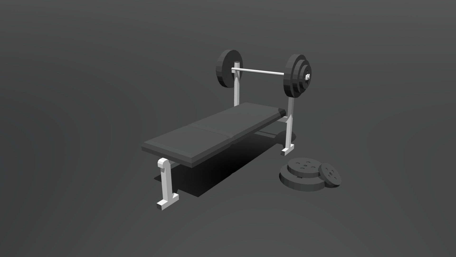 Low Poly Cartoon Weight Bench