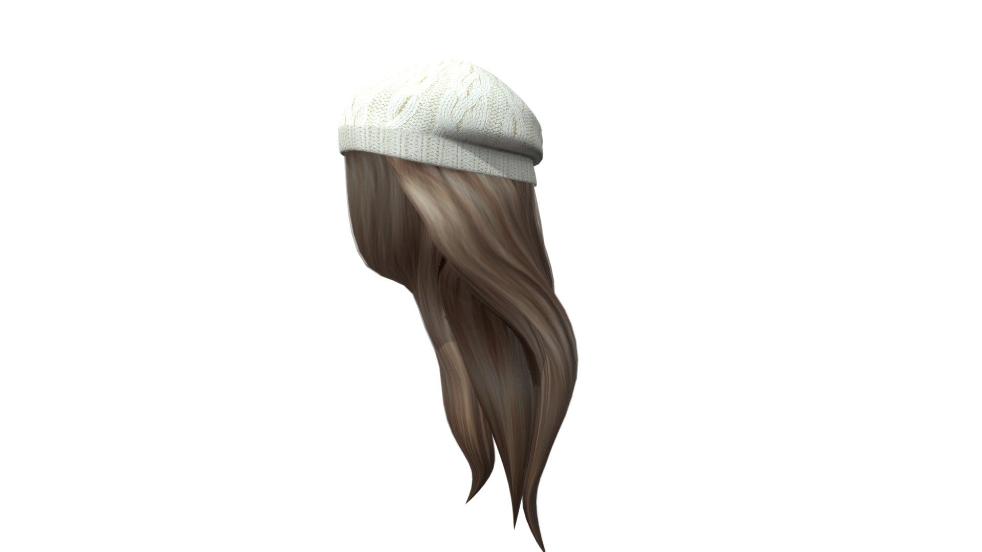 Low Poly Female Long Hair With Knit Beret Hat