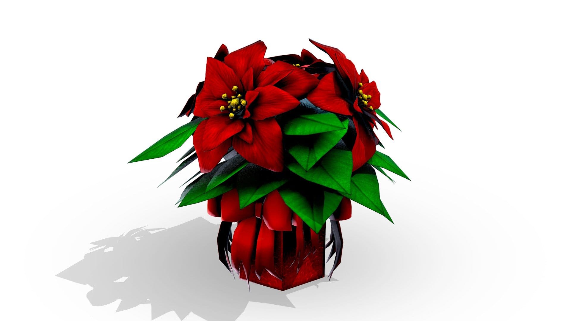 Low Poly Poinsettia Bouquet Gift Flowers