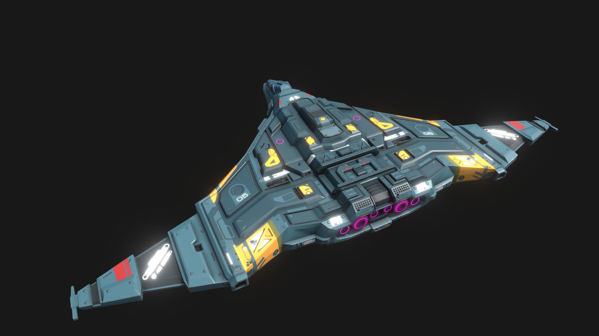 Low poly sci fi military Hunter space ship - deep3dsea