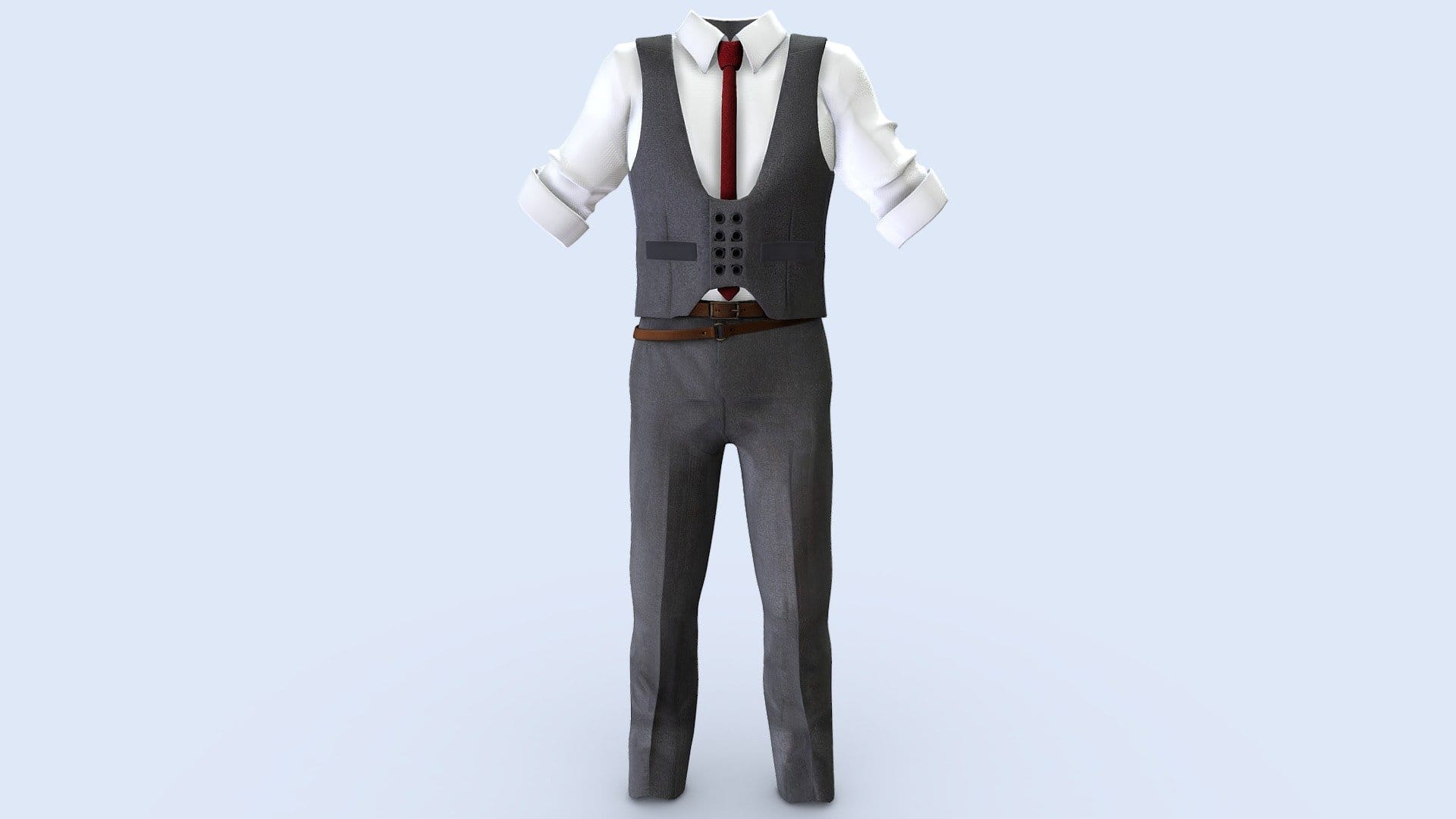 Men’s Double Breasts Vest Shirt Tie Trousers