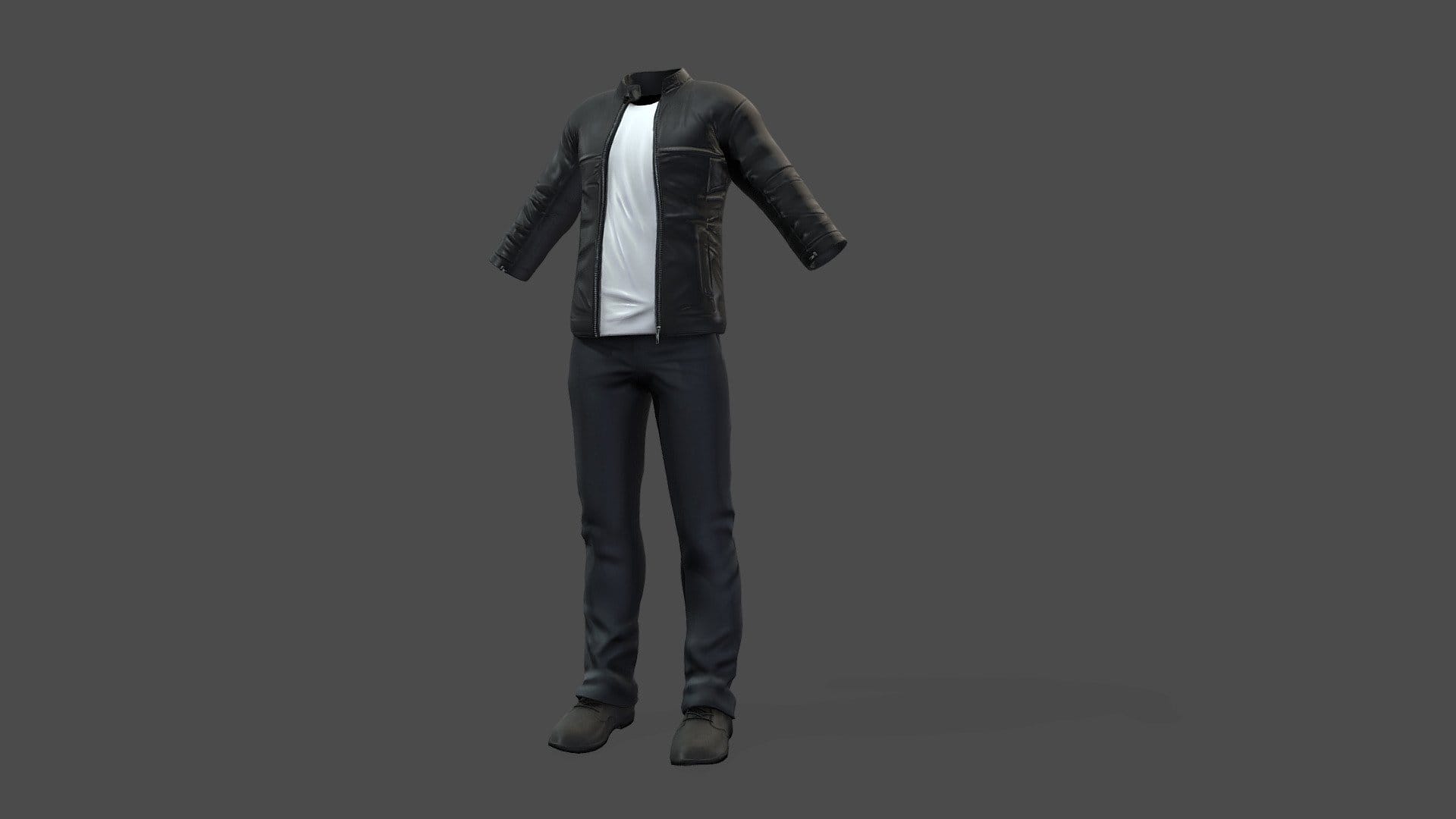 Male Leather Jacket Tshirt Pants Shoes Outfit
