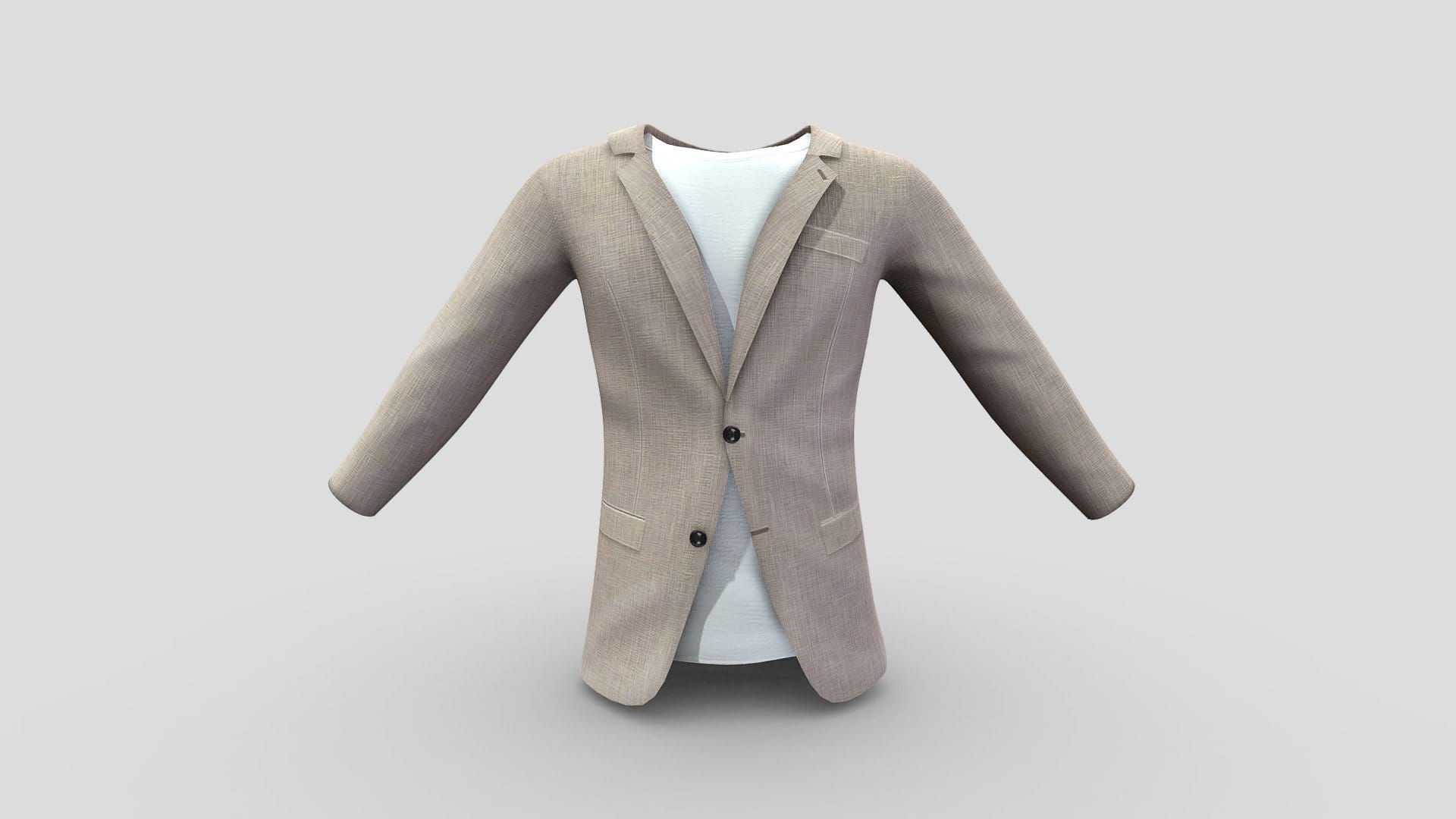 Men’s One Button Canvas Jacket With Tshrit Under
