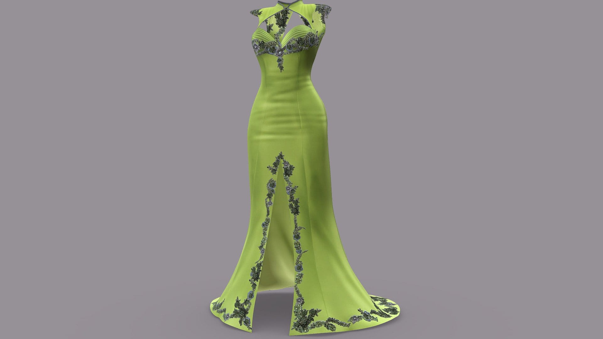 Mermaid Cheongsam Gown Dress With Train