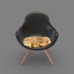 Modern Egg Leather Berger Chair With Fur Rug