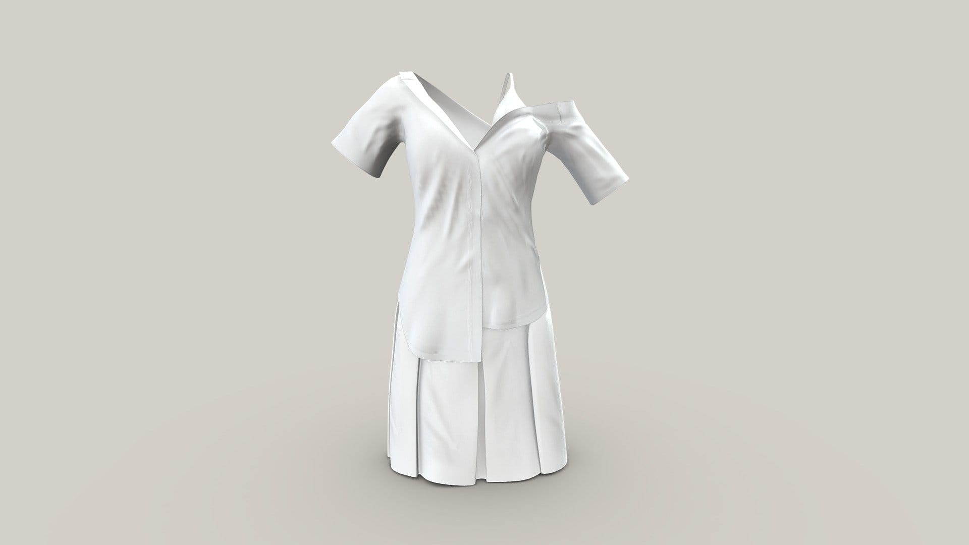 Off Shoulder Asymmetric Shirt Skirt Female Dress