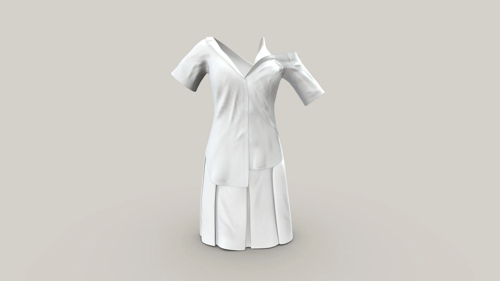 Off Shoulder Asymmetric Shirt Skirt Female Dress