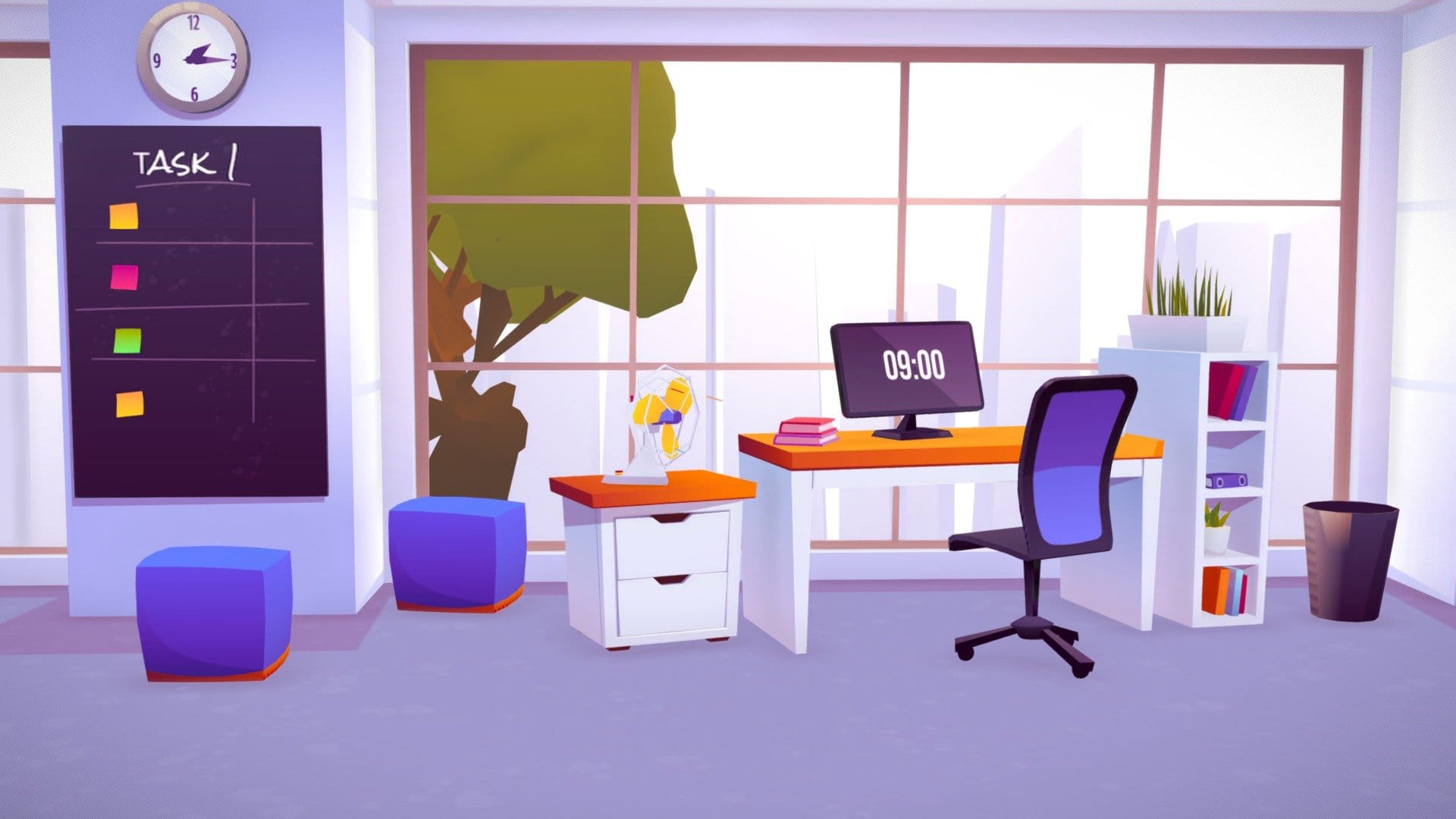 OFFICE WORK DESK LOWPOLY BUREAU GAME ASSETS