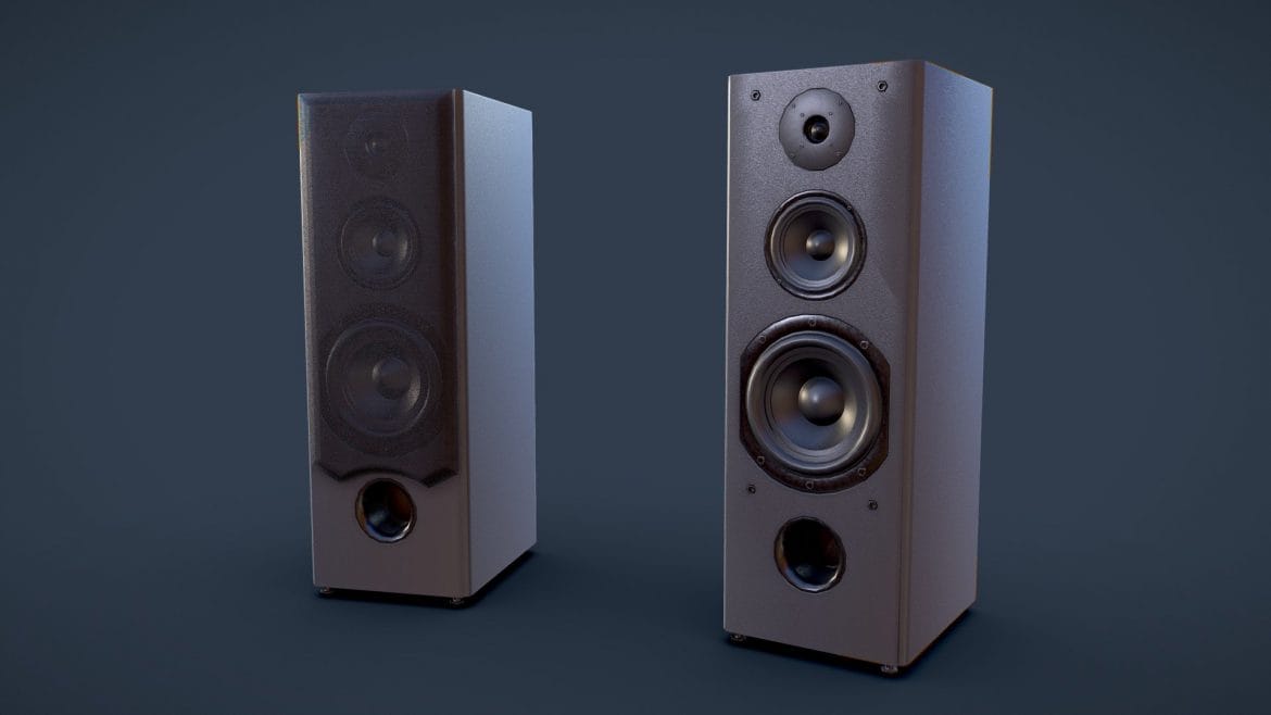 pair of big speakers low poly 3d model