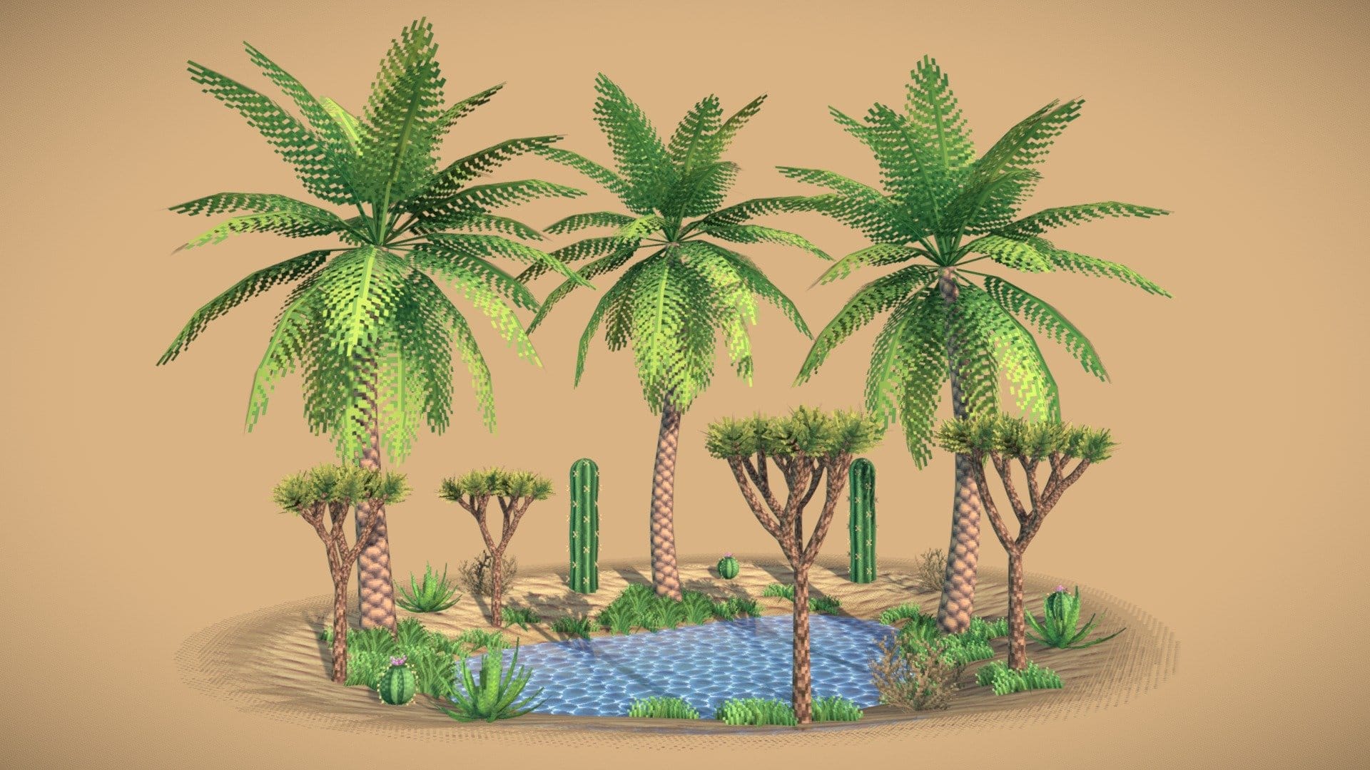 Pixel Art Desert Oasis