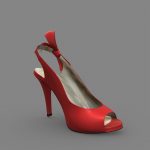 Red Slingback Peep Toe High Heel Shoes
