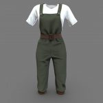 Retro Female Overall With Tshirt
