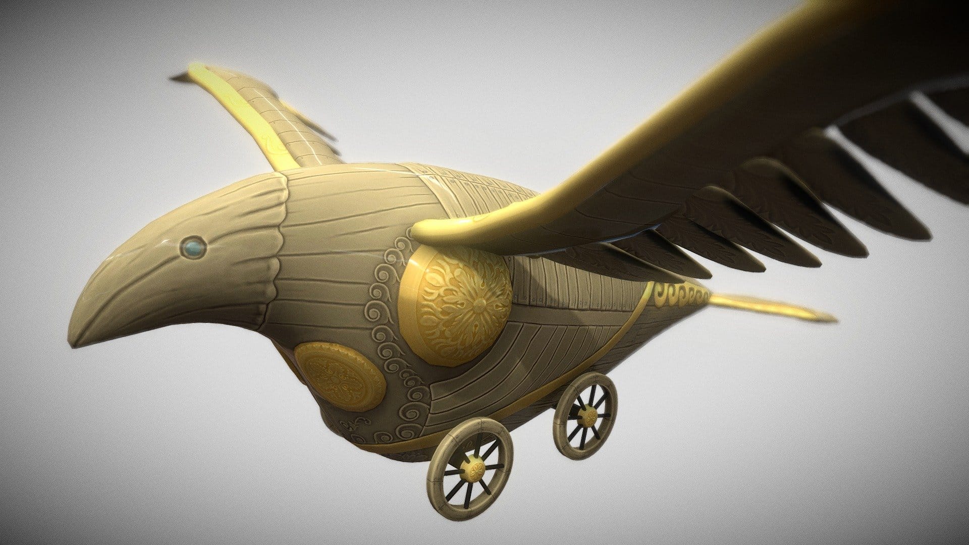 Steampunk Bird Plane Hand-Painted