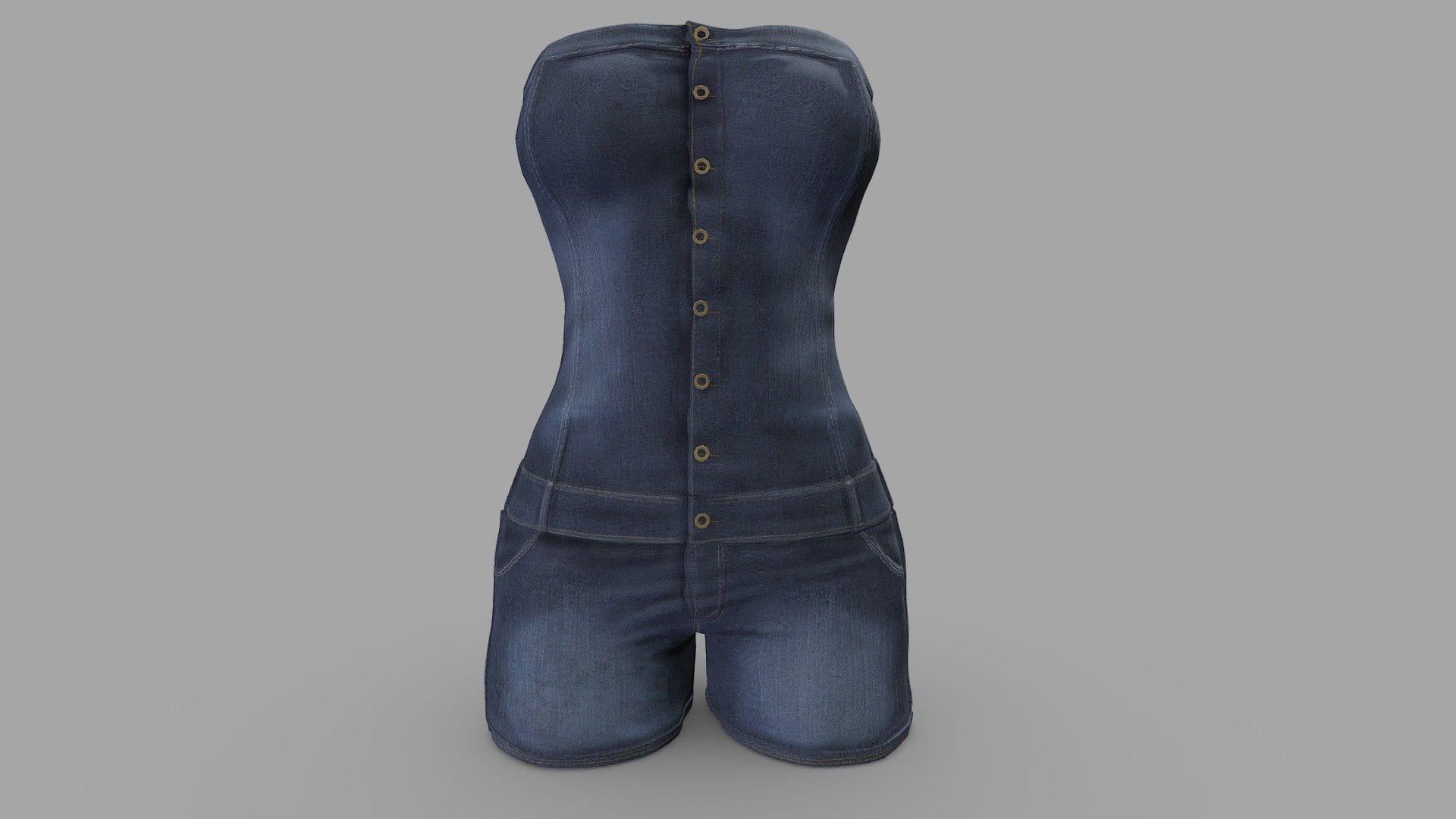 Strapless Female Denim Shorts Overall
