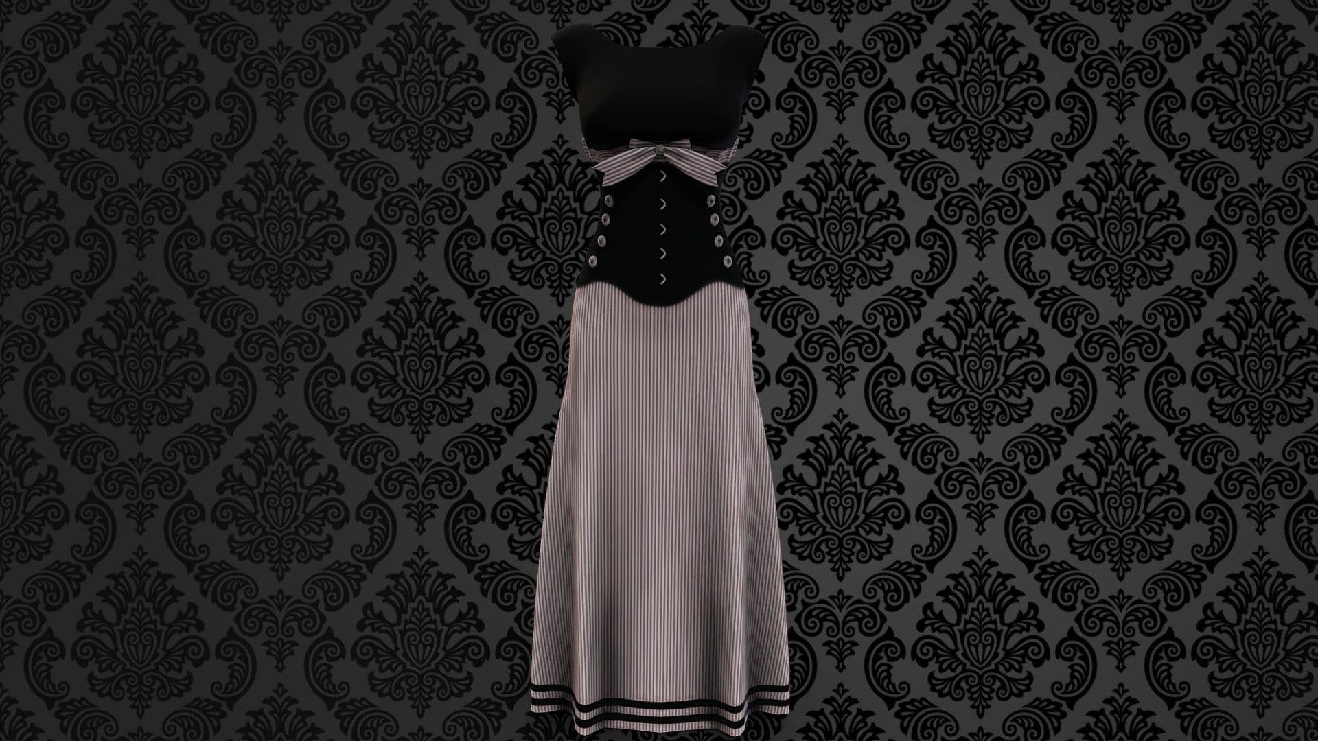 Striped Floor Length Mermaid Skirt Dress