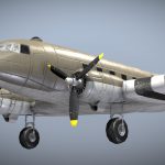 WW2 US Military Transport Aircraft C-47 Skytrain