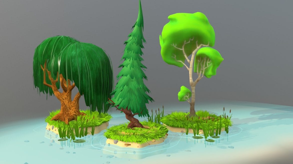 3 cartoon tree 3d model