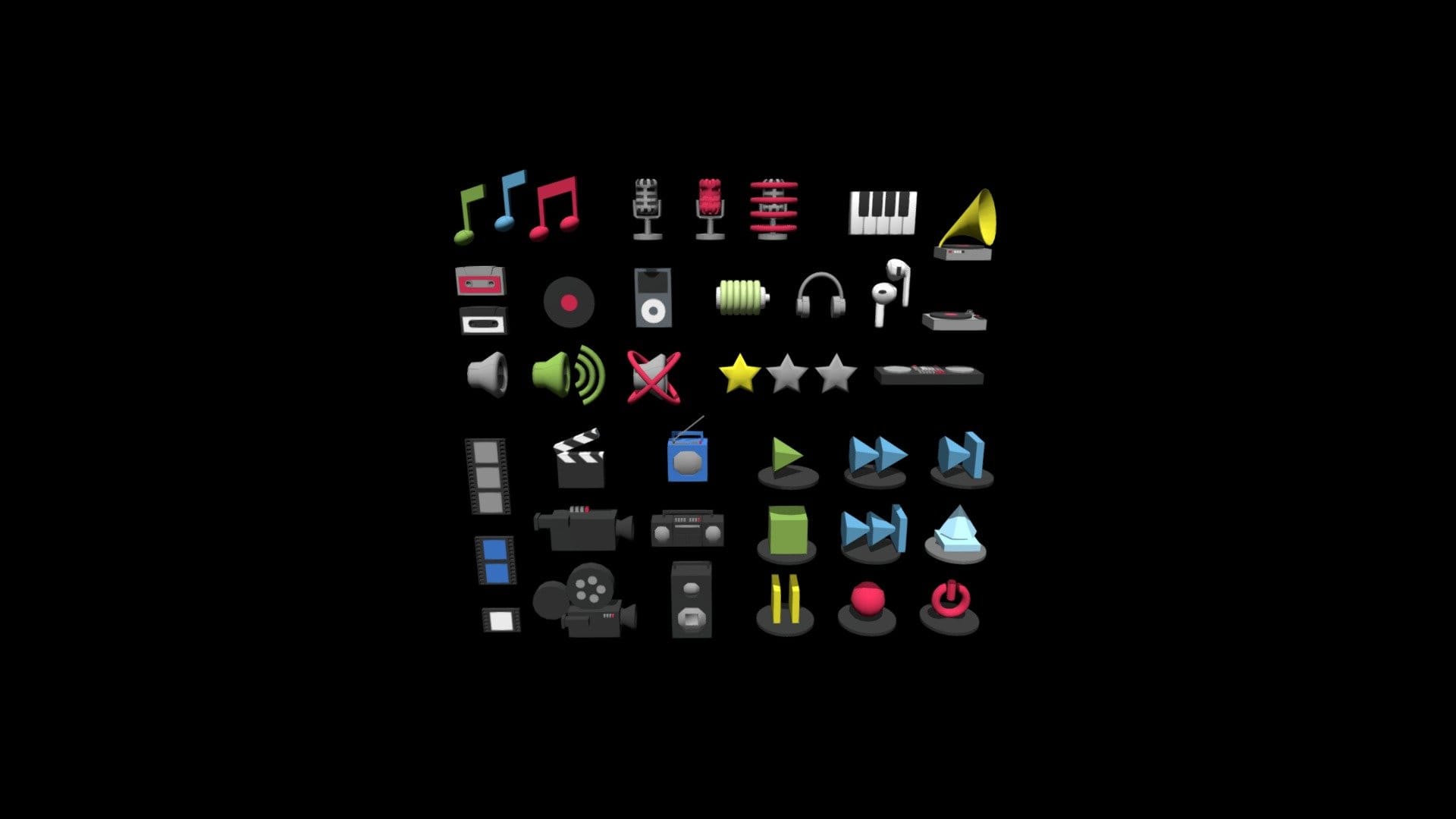 3D icons for media