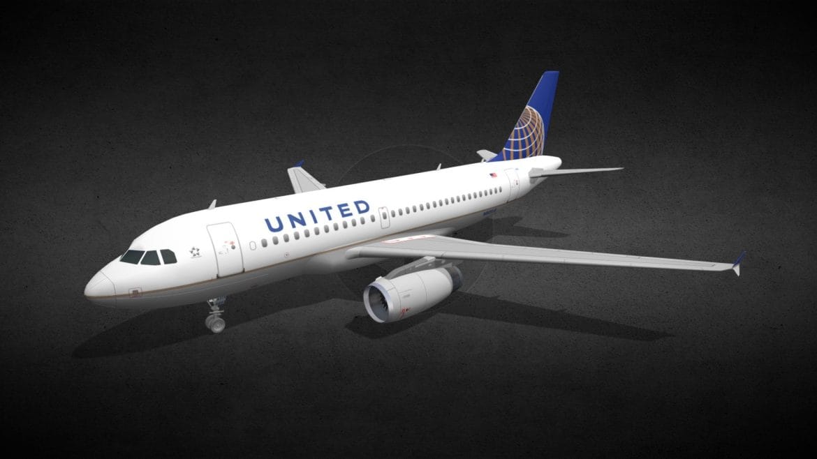 airbus a319 131 ual obj 3d model