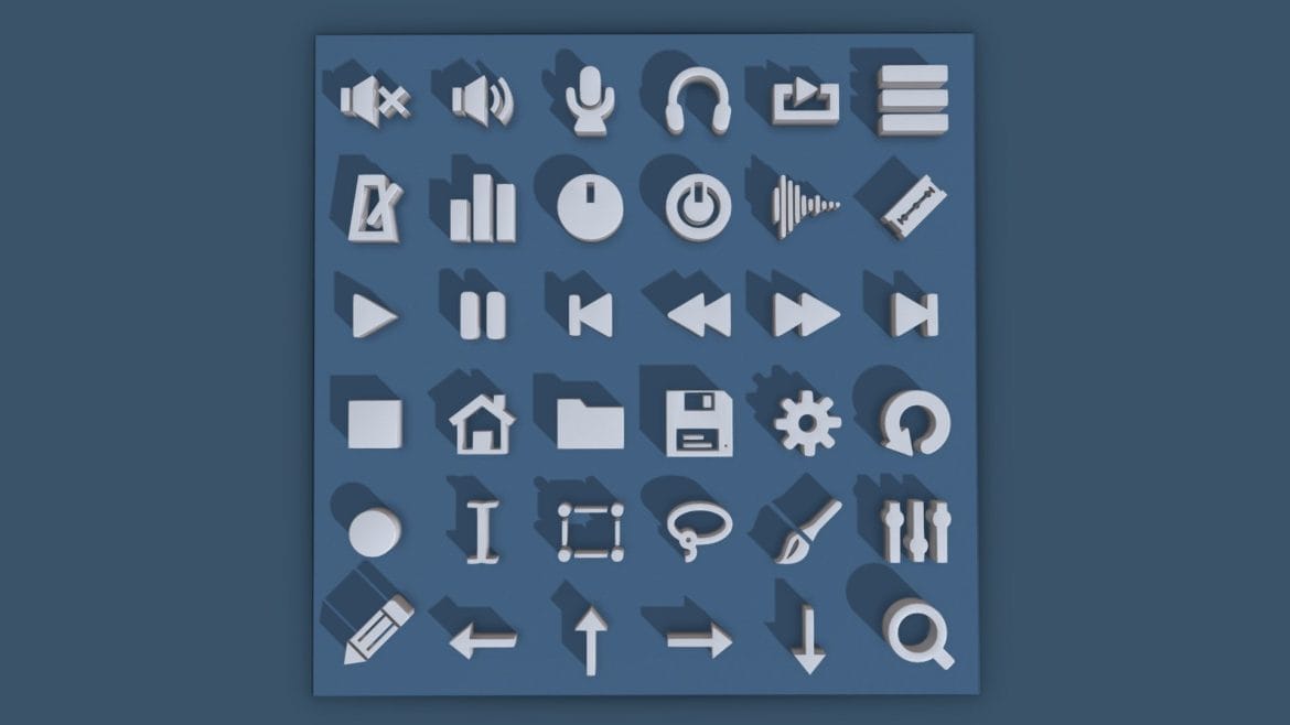 audio ui icons 3d model